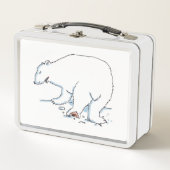 Witte lunchbox met poolBeer (Voorkant)