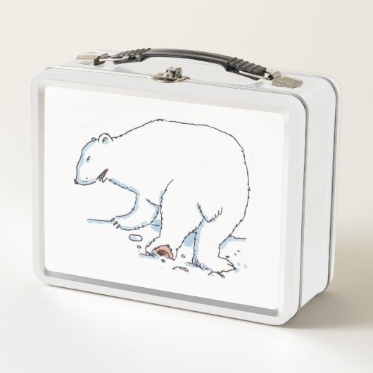 Witte lunchbox met poolBeer (Voorkant)