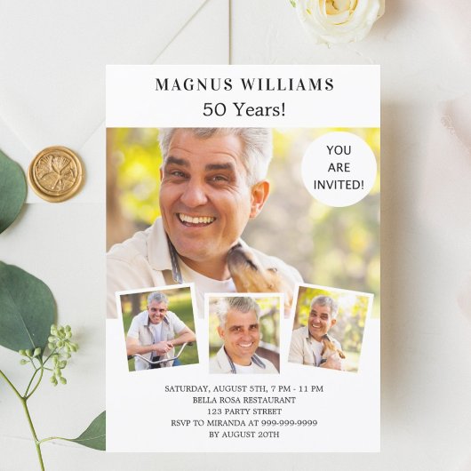 Witte luxe verjaardagsfotocollage kaart