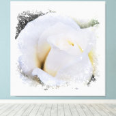 *~* Witte Macro Roos Bloem AR8 Canvas Afdruk (Insitu (Houten vloer))