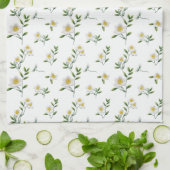 Witte Madelief Bloem Theedoek (Gevouwen)