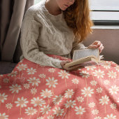Witte Madelief Bloempatroon Aangepaste Naam Fleece Deken