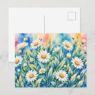 Witte Madelief Geometrische Stijl Kruissteek-Geïns Briefkaart