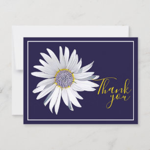Witte Madelief Navy Achtergrond Bedankt Briefkaart