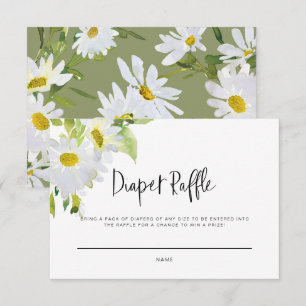 Witte madeliefje Baby shower Luier Raffle Kaart