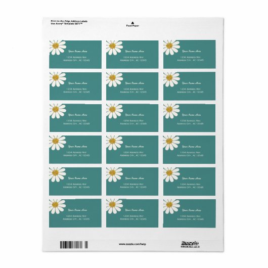 Witte madeliefje bloem aanpassen etiket (Full Sheet)