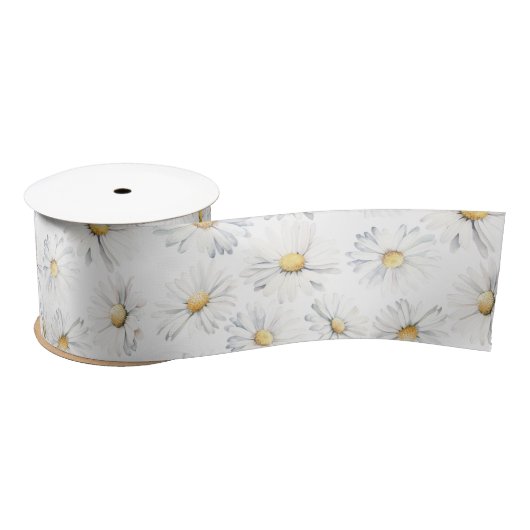 Witte madeliefjes Bloemen Boho Bewerkbare Kleur Ac Lint (Spoel)