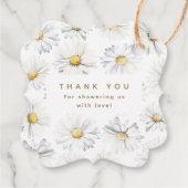 Witte madeliefjes Bloemen Cute Elegante Boho Dank Bedankjes Labels (Achterkant)