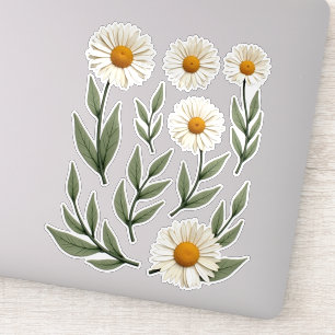 Witte Madeliefjes Bloemendesign Sticker