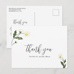 Witte Madeliefjes Bloemige Rustieke Trouw Dank Je Briefkaart
