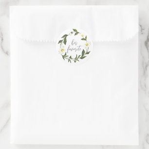 Witte Madeliefjes Bloemrijke Rustieke Trouwdag Ronde Sticker