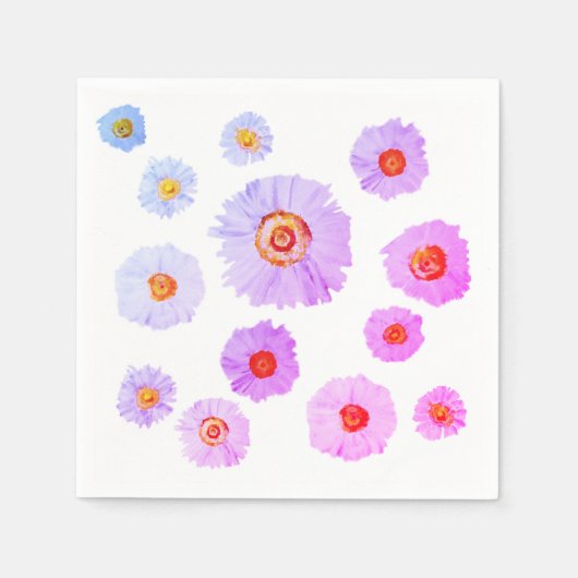 Witte madeliefjes Cocktail papier servetten (Voorkant)