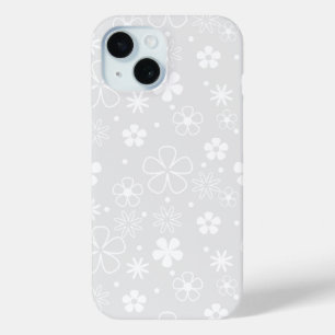 Witte Madeliefjes Doodles Op Grijs