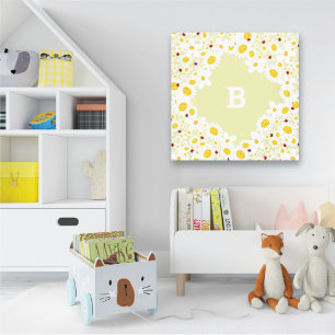 Witte Madeliefjes en Lieveheersbeestjes Meisjes Ba Canvas Afdruk