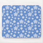 Witte madeliefjes en Stippen op blauw Muismat (Voorkant)