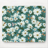 Witte madeliefjes en vlinders muismat (Voorkant)