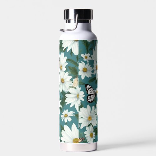 Witte madeliefjes en vlinders waterfles (Rechts)