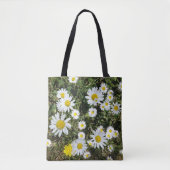 Witte madeliefjes in gras Alles over bedrukte Canv Draagtas (Voorkant)