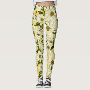 Witte Madeliefjes Madelief Bloem Gele Helder Opgew Leggings