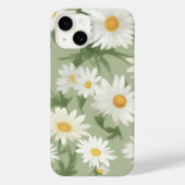 Witte madeliefjes op salie groen Case-Mate iPhone case (Achterkant)