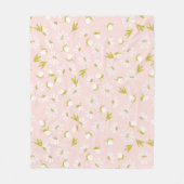 Witte madeliefjes op zacht roze fleece deken (Voorkant)