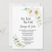Witte Madeliefjes Trouwreceptie Kaart (Voorkant)