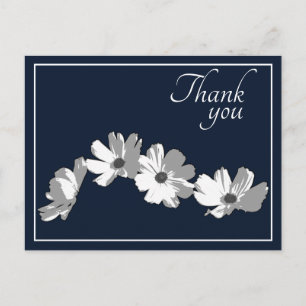Witte Madeliefjesketting Navy Achtergrond Bedankt Briefkaart