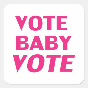 witte magenta warme roze stemsticker vierkante sticker