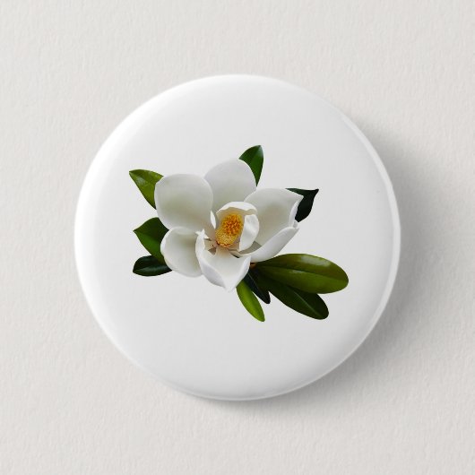 witte magnolia bloei ronde button 5,7 cm (Voorkant)