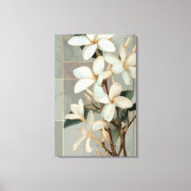 Witte Magnolia Bloem Gouden Lijn Marmer