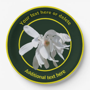 Witte Magnolia Bloem Natuur Gepersonaliseerde Part Papieren Bordje