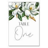 Witte Magnolia Bloem Rustieke Trouwtafel Nummer Kaart (Achterkant)