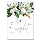 Witte Magnolia Bloem Rustieke Trouwtafel Nummer Kaart (Voorkant)