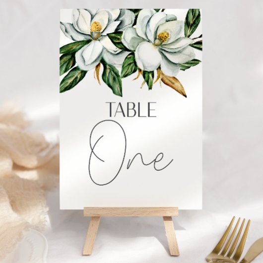 Witte Magnolia Bloem Rustieke Trouwtafel Nummer Kaart