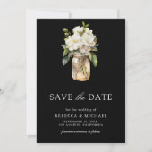 Witte Magnolia Bloem Zwarte QR Code Trouwfoto Save The Date (Voorkant)