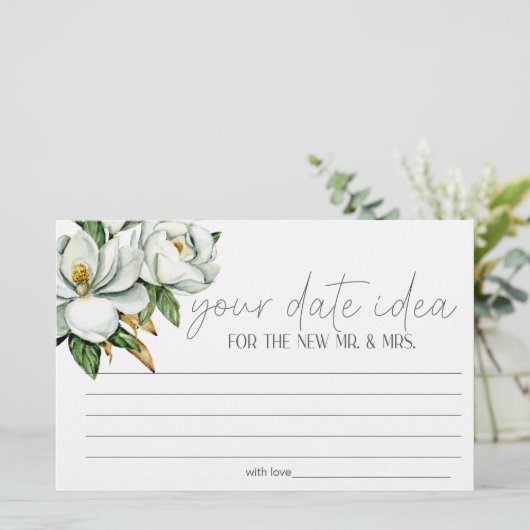 Witte Magnolia Bloemen Datum Nacht Idee Douche Spe Briefpapier (Staand voorkant)