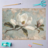 Witte Magnolia Bloemen Decoupage Tissuepapier (Craft)