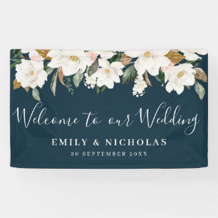 Witte Magnolia Bloemen Huwelijk Welkom Spandoek