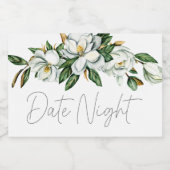 Witte Magnolia Bloemen Rustiek Datum Night Jar Voedselcontainer Etiket (Enkel label)