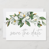 Witte Magnolia Bloemen Rustiek Save the Date (Voorkant)