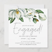 Witte Magnolia Bloemen Rustiek Verloving Uitnodigi (Voorkant)