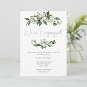 Witte Magnolia Bloemen Rustiek Verloving Uitnodigi Kaart (Staand voorkant)