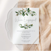 Witte Magnolia Bloemen Rustiek Verloving Uitnodigi