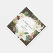 Witte Magnolia Bloemen Waterverf Blush Rustiek Hou Servet (Hoek)