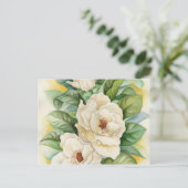 Witte Magnolia Bloesem Bloemen Kunst Briefkaart (Staand voorkant)