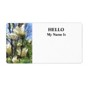 Witte Magnolia Branches Etiket (Voorkant)
