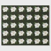 Witte Magnolia Close-up Groene achtergrond Cadeaupapier (Vlak)
