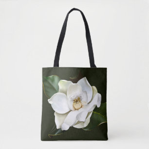 Witte Magnolia Close-up Groene achtergrond Draagtas