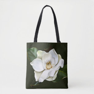 Witte Magnolia Close-up Groene achtergrond Draagtas