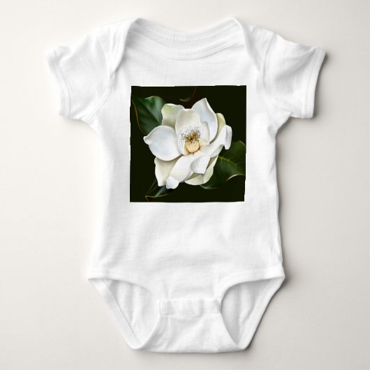 Witte Magnolia Close-up Groene achtergrond Romper (Voorkant)